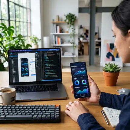 Mobile app development workspace and UI design
